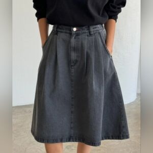 Classic A-Line Denim Skirt in Charcoal